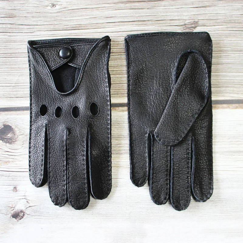 Top Trends: Deerskin Driver Gloves Men&#039;s Leather Unlined Single Layer Thin Hollow Breathable Motorcycle Riding Car Driving Spring And Autumn Shoppable Styles