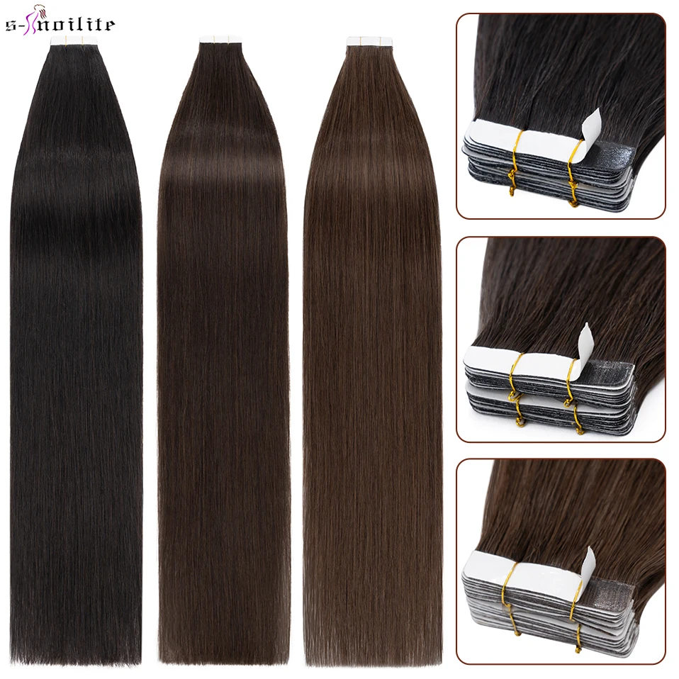 Top Trends: S-noilite 2.5g / pc Thick Tape In Human Hair Natural Hair Extensions Adhesive Seamless Invisible US Double Sides Replacement Tape Shoppable Styles