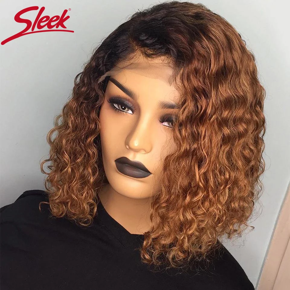 Top Trends: Sleek Curly Human Hair Wig For Women Kinky Curly Remy Brazilian Hair Wigs Short Highlight Lace Wigs Ombre Colored Part Lace Wigs Shoppable Styles