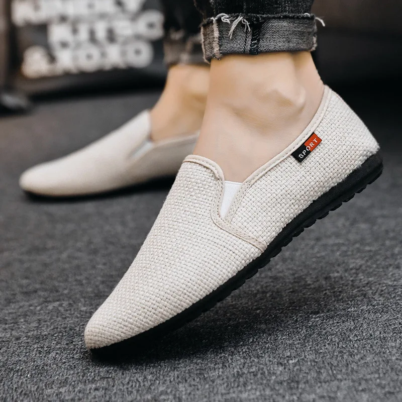 Top Trends: Men Loafers Shoes Fashion Men Breathable Casual Shoes Classic Linen Slip On Sneakers Male Summer Cheap Driving Shoes For Men Shoppable Styles