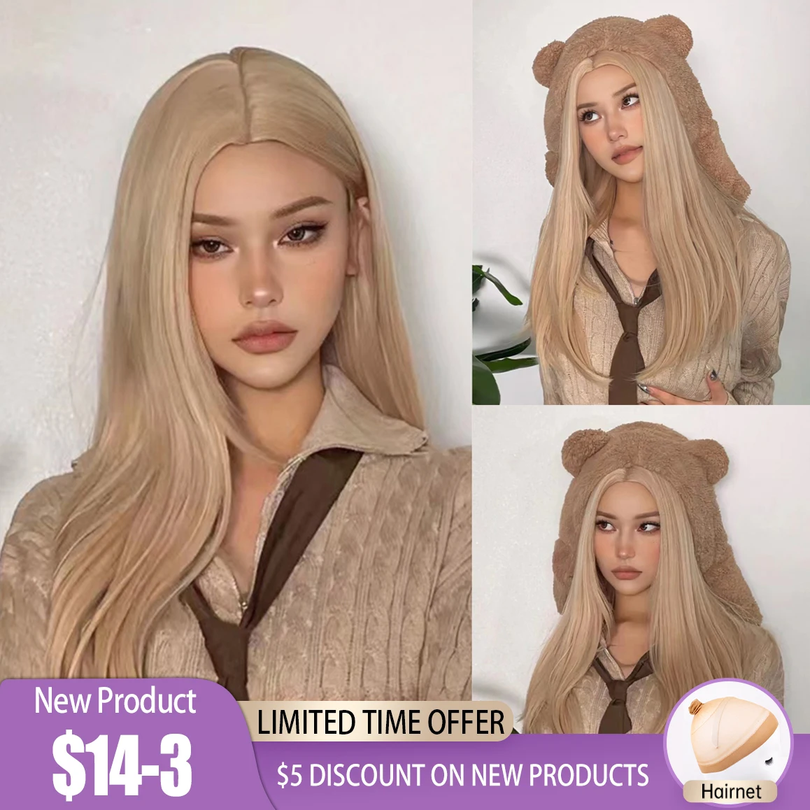 Top Trends: Light Pure Blonde Synthetic Wigs For Women Long Straight Natural Hair Daily Use Party Cosplay Wig Middle Part Heat Resistant Shoppable Styles