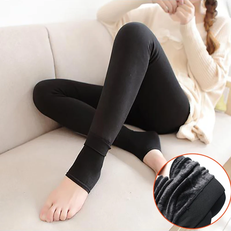 Top Trends: Hot Women Black Warm Leggings High Waist Thick Fleece Pantyhose Winter With Large Size Plush Leggings For Female Weight 40-111kg Shoppable Styles