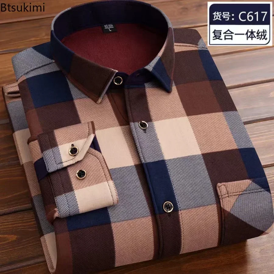 Top Trends: Autumn Winter Men's Long Sleeve Warm Plaid Shirt Fleece And Thick Casual High Quality Large Size Shirt Male Vintage Sweater 4XL Shoppable Styles