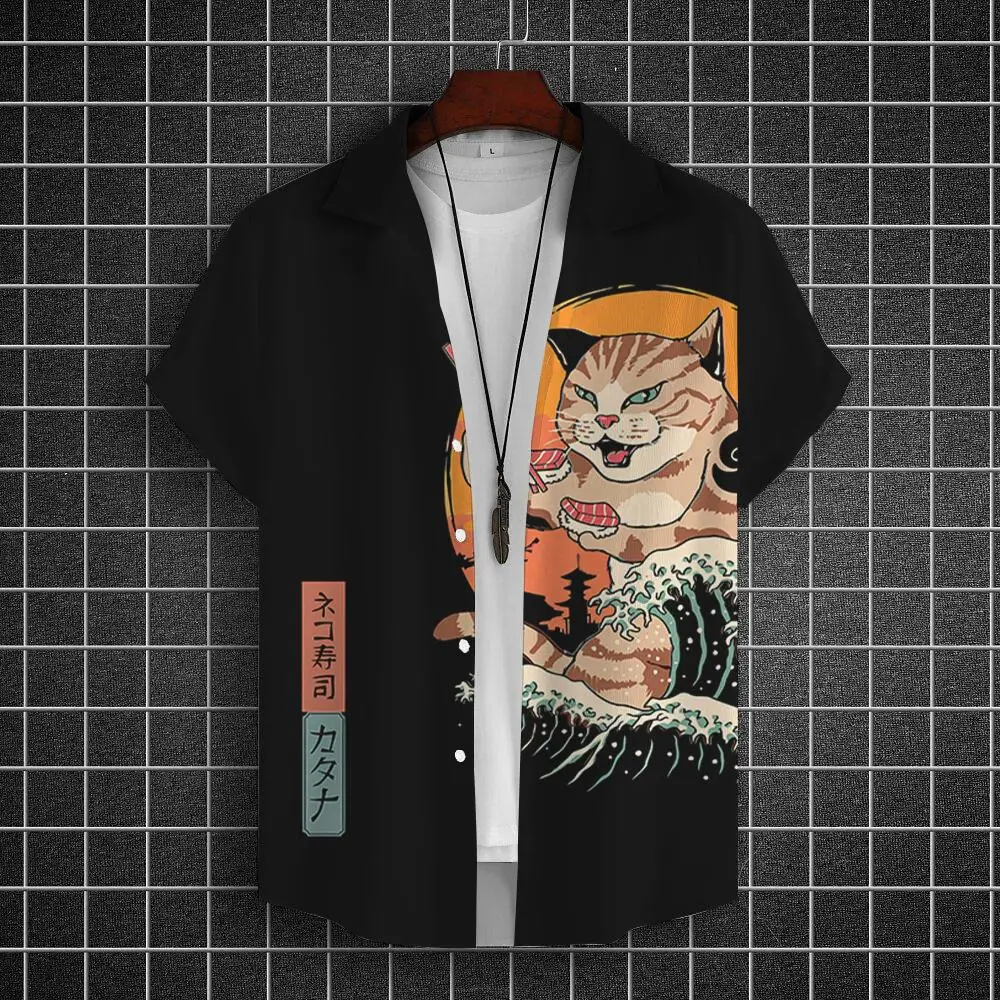 Top Trends: Fashion Men's Shirt 3d Samurai Cat Printed Hawaiian Shirts For Men Summer Casual Short Sleeve Shirt Oversized High Quality Tops Shoppable Styles - Image 6