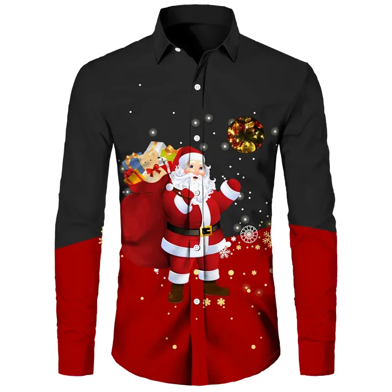 Top Trends: 2023 Christmas Collection Men's Casual Party Lapel Long Sleeve Printed Versatile Large Size Shirt Shoppable Styles