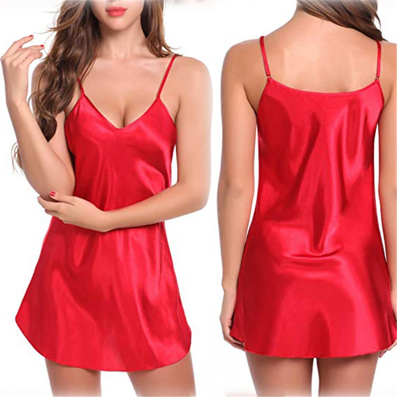 Top Trends: Women's Sexy Nightdress Satin Babydoll Sleeveless Nighties V Neck Lingerie Female Lace Pajamas Sleepwear Nightwear Shoppable Styles