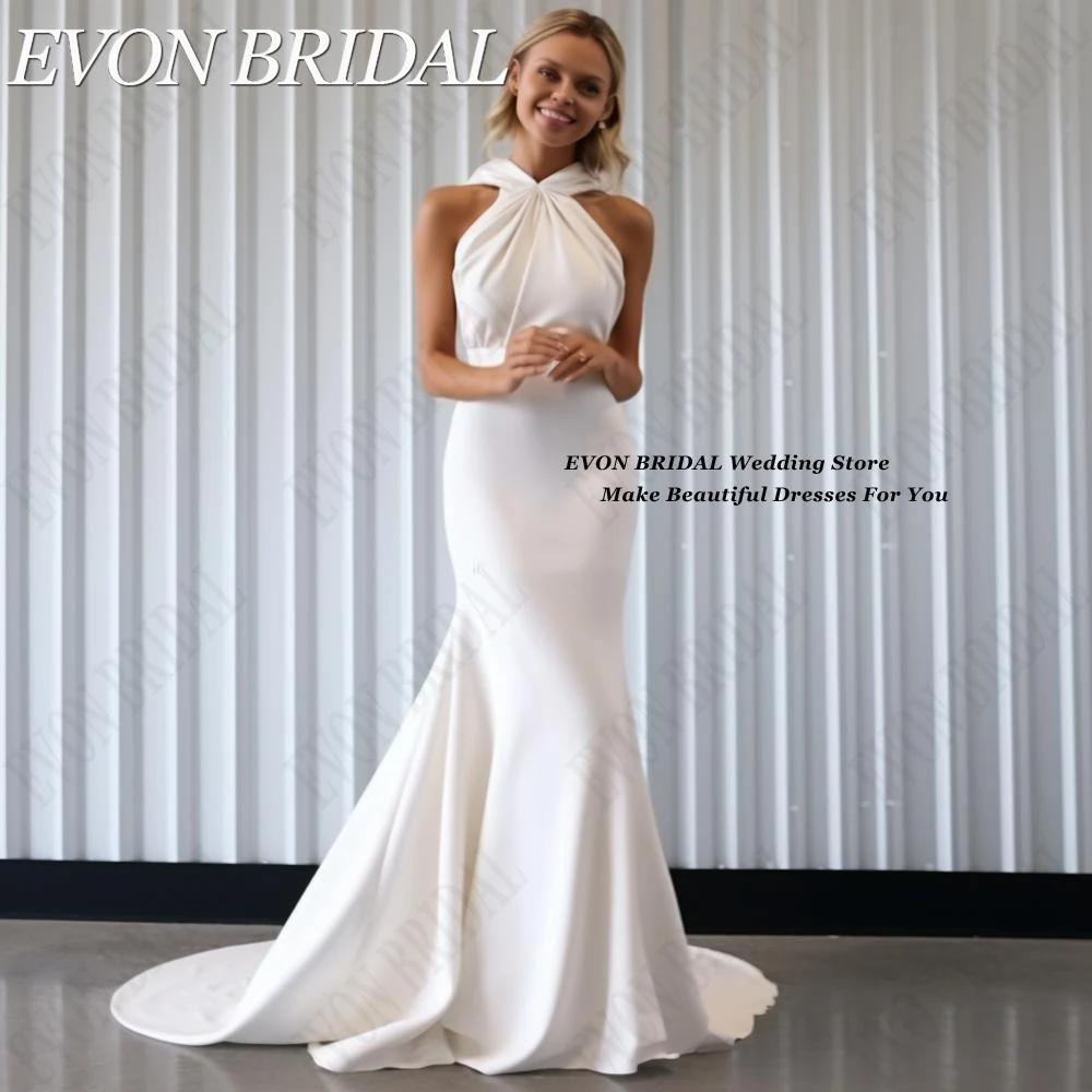 Top Trends: EVON BRIDAL Soft Satin Wedding Dresses Civil Cross Neckline Robe De Mariée 2024 Simple Mermaid Long Bridal Dress Sweep Train Shoppable Styles