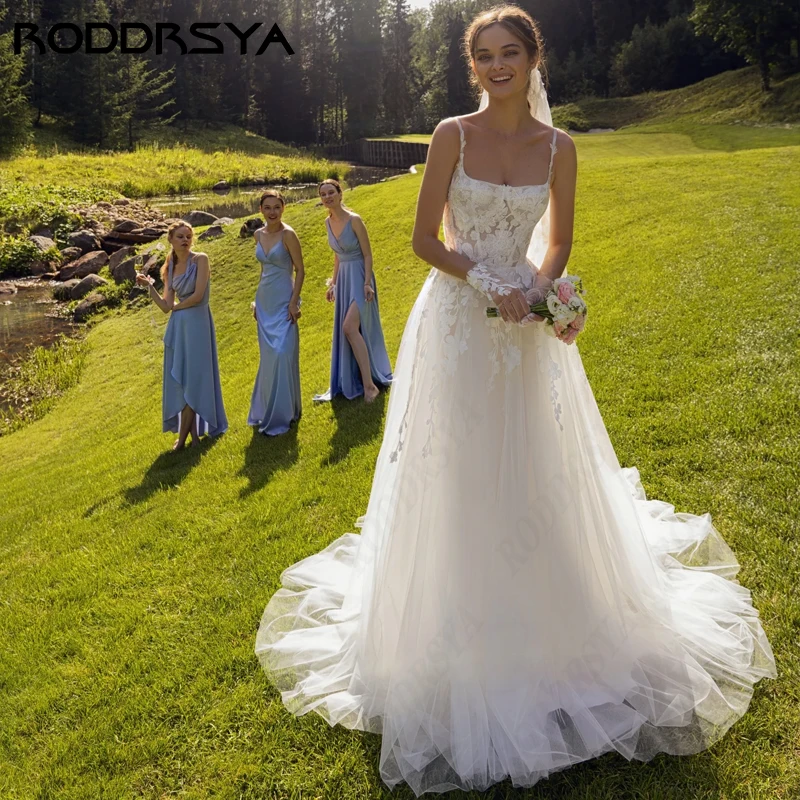 Top Trends: RODDRSYA Spaghetti Strap Square Collar Wedding Dresses Luxury Lace Zipper Back 2024 Custom Made Floor Length Princess A-line Shoppable Styles