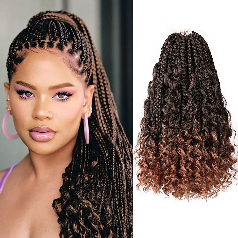 Top Trends: Sambraid Goddess Box Braid Crochet Hair Natural Black Curly End Crochet Braids Synthetic Braiding Hair Extensions For Woman Shoppable Styles