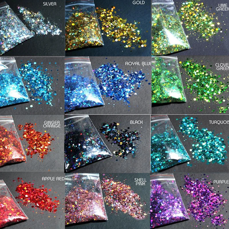 Top Trends: Chunky Colors Bulk Glitter 50grams 24 Colors POLYESTER HOLOGRAPHIC Chunky Holographic Glitter Nail Sequins Glitter Flakes Mix - # Shoppable Styles