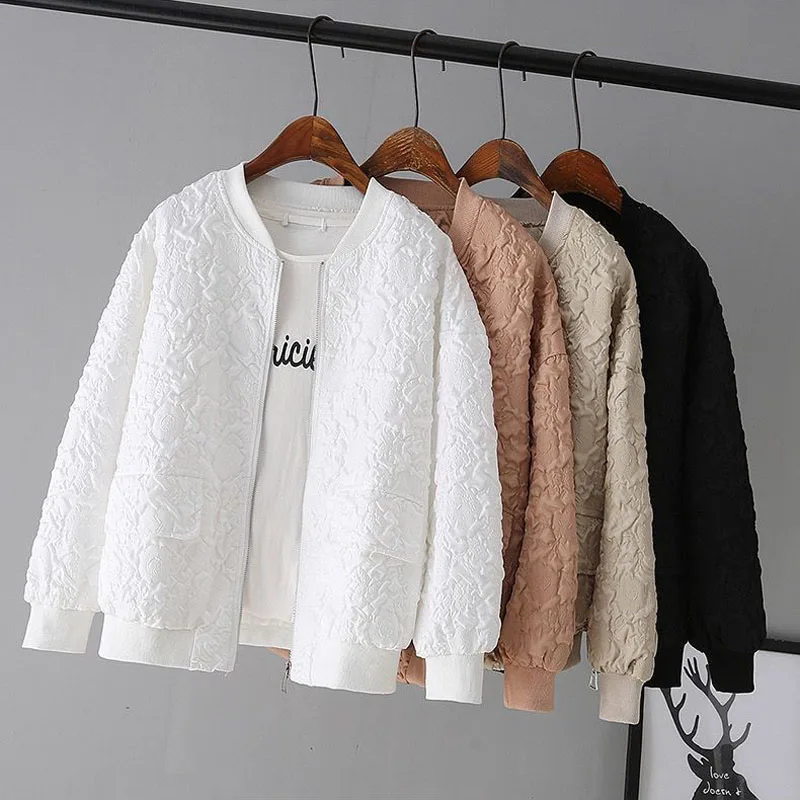 Top Trends: Solid Color Ladies Short Baseball Jacket New Korean Spring Casual White Jacket Top Female Cardigan Zipper Jackets Fashion Coats Shoppable Styles