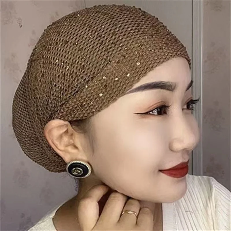 Top Trends: 2023 New Breathable Mesh Summer Turban Hat Elastic Women Diamonds Muslim Headscarf Bonnet Lady Hair Loss Head Cover Beanie Shoppable Styles