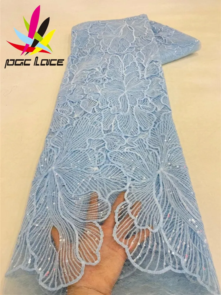 Top Trends: PGC 5 Yards African Sequins Lace Fabric 2023 High Quality French Nigerian Embroidery Net Fabrics For Wedding Dress Sewing LY2837 Shoppable Styles