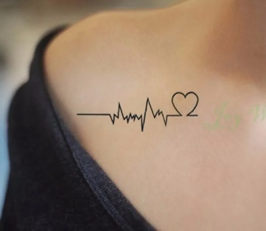 Top Trends: Waterproof Temporary Tattoo Sticker Body Art Love Wave Heartbeat Line Small Size Fake Tatto Flash Tatoo For Girl Women Shoppable Styles