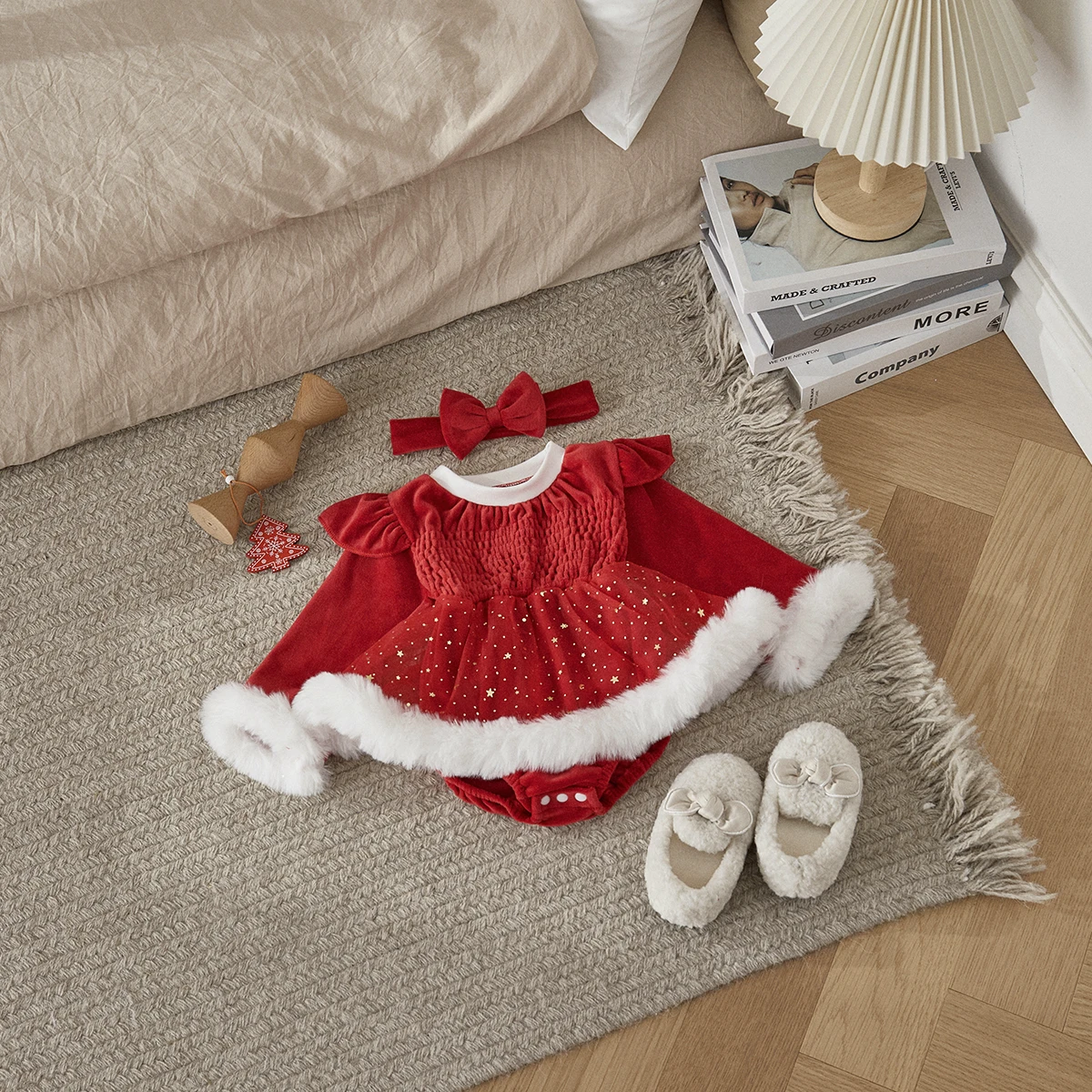 Top Trends: Christmas 0-2Y Baby Girls 2 Piece Outfits Sequin Star Long Sleeves Romper Dress And Cute Headband For Toddler Infant Fall Shoppable Styles