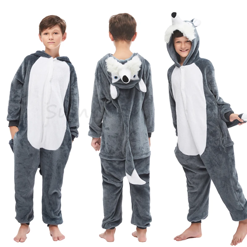 Top Trends: Animal Wolf Lion Licorne Onesie Kids Costume Jumpsuit Kigurumi Pajamas Unicorn For Children Baby Girls Pyjamas Boys Sleepwear Shoppable Styles