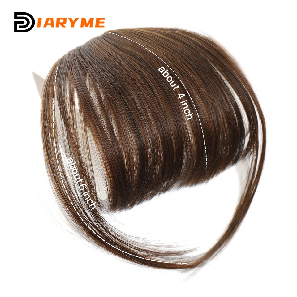 Top Trends: Straight Clip In Fringe Bangs Synthetic Fiber Light Brown Black Air Bangs Hair Extension Natural Hair Bangs For Women False Bang Shoppable Styles - Image 2