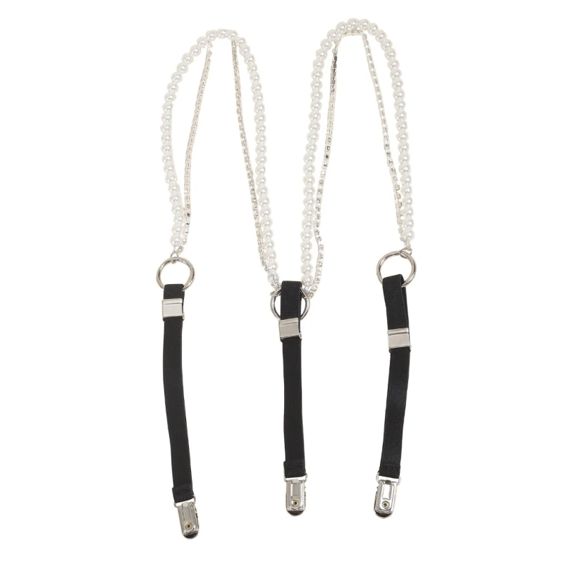 Top Trends: Woman Pearl Clip On Suspenders Elastic Y Shape Adjustable Brace Shoppable Styles