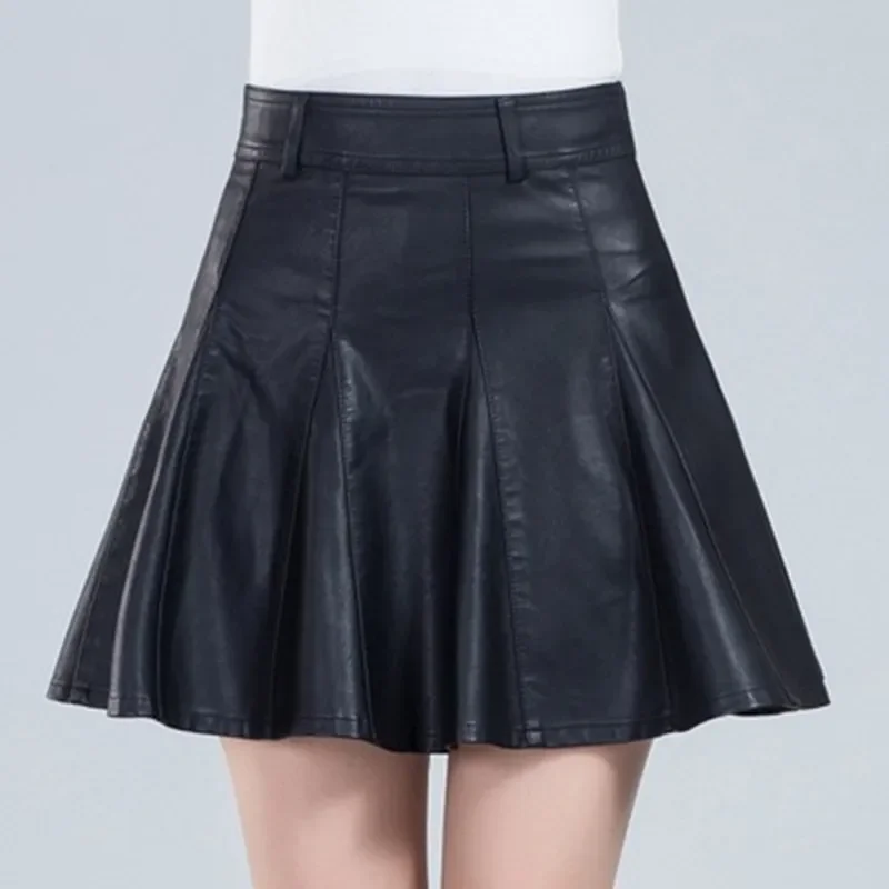 Top Trends: Woman Skirts Elegant Plus Size New Fashion Korean Style Genuine Real Leather Skirts High Waist Mini Skirt Womens Sexy Skirt Shoppable Styles