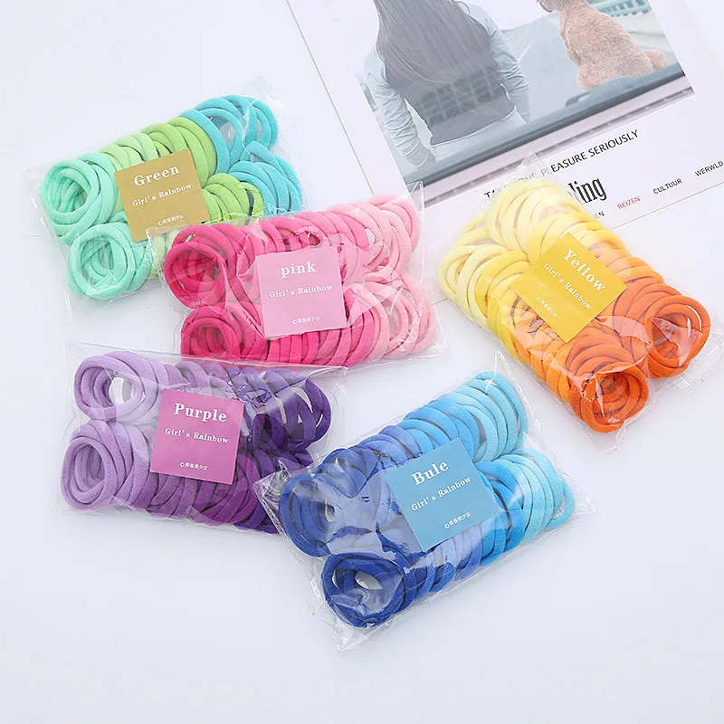 Top Trends: 50pcs Elastic Hair Bands Girls Hair Accessories Colorful Women Nylon Headband Kids Ponytail Holder Scrunchie Ornaments Gift Shoppable Styles