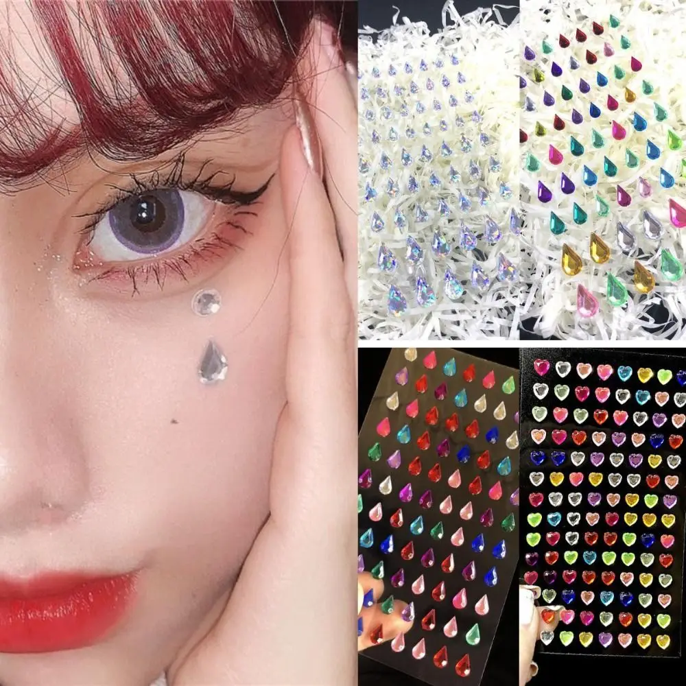 Top Trends: Waterdrop Disposable Tattoo Stickers 3D Face Jewelry Crystal Diamond DIY Eyes Face Body Rhinestones Waterproof Makeup Decoration Shoppable Styles