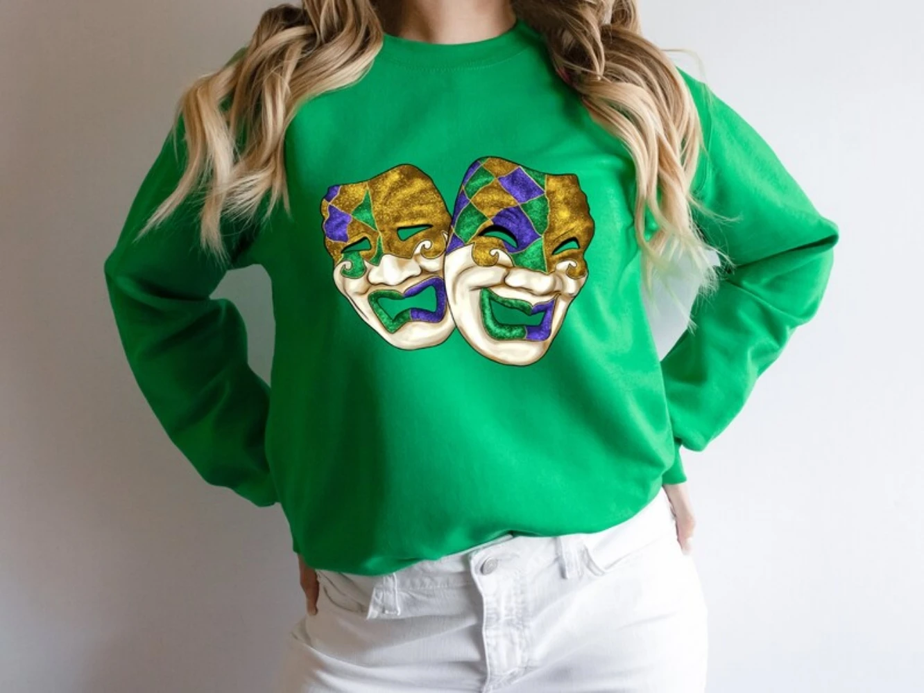 Top Trends: Mardi Gras Mask Sweatshirt Saints Fat Tuesday Shirt Peace Love Mardi Gras Tee Happy New Orleans Pullover Festival Carnival Top Shoppable Styles