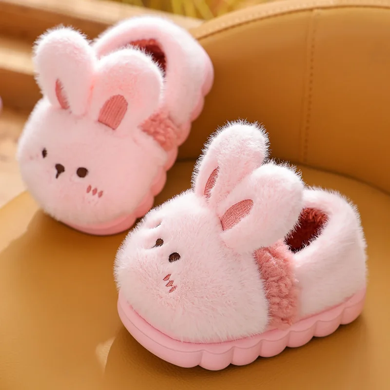 Top Trends: Winter New Cute Cartoon Children's Cotton Slippers For Girls And Boys Rabbit Soft Sole Home Keeping Warm Slippers Kids Shoes Shoppable Styles