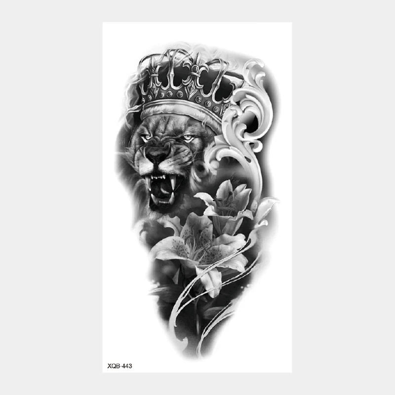 Top Trends: Upper Arm Sleeve Tattoo Crown Lion Tiger Wolf Head Waterproof Temporary Tattoo Stickers Body Art Fake Tattoo For Women Men Shoppable Styles - Image 6