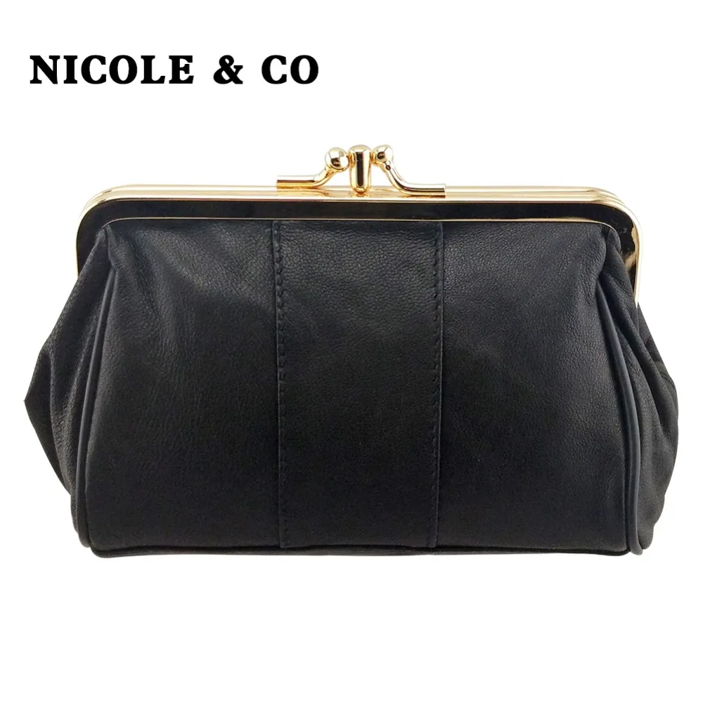 Top Trends: NICOLE &amp; CO Original New Women Sheepskin Coin Purse Genuine Leather Card Holder Small Wallet Girls Metal Frame Change Money Bag Shoppable Styles