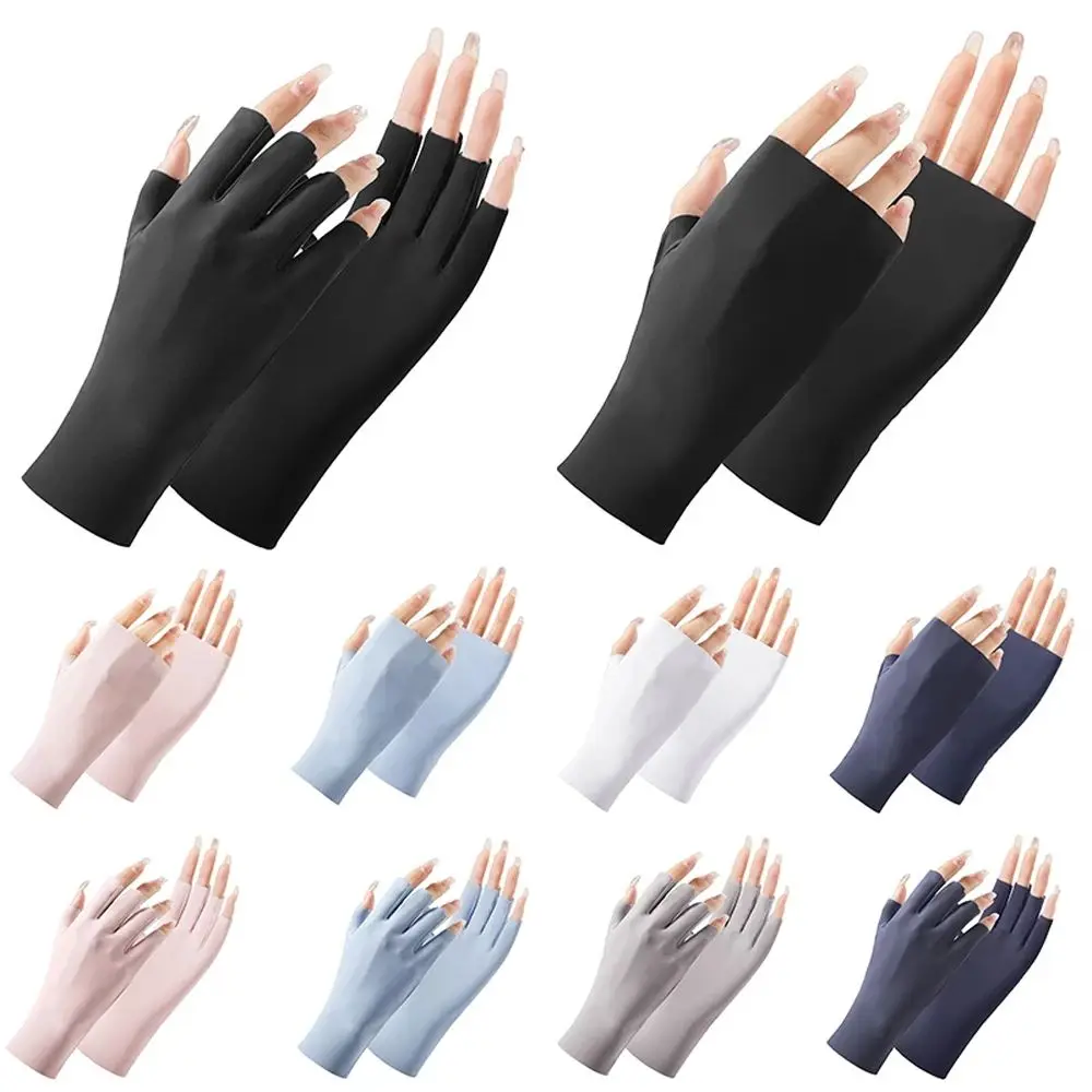 Top Trends: Summer Women's Sun Protection Gloves Anti-Uv Ice Silk Thin Breathable Half-Finger Mitten Fingerless Sunscreen Female Gloves Shoppable Styles