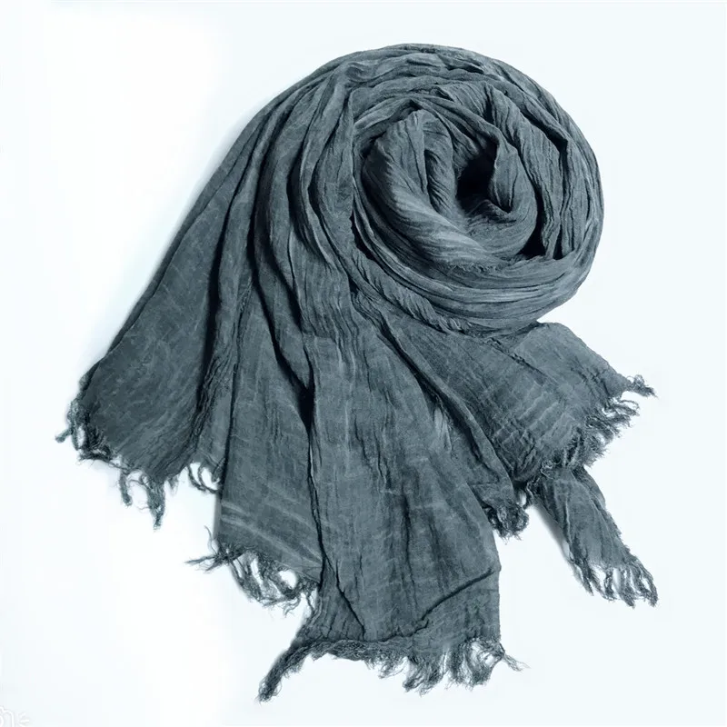 Top Trends: Japanese Style Unisex Cotton Linen Scarf Tie-dyed Autumn Winter Men Scarves Wraps Korean Fashion Men's Bufandas Male Accessories Shoppable Styles