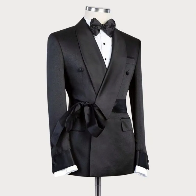 Top Trends: Men's Jacket Plain Black Belt Lapel Slim Custom Clothing Groomsmen Suit New Fashion Casual Business Wedding Tuxedo Shoppable Styles