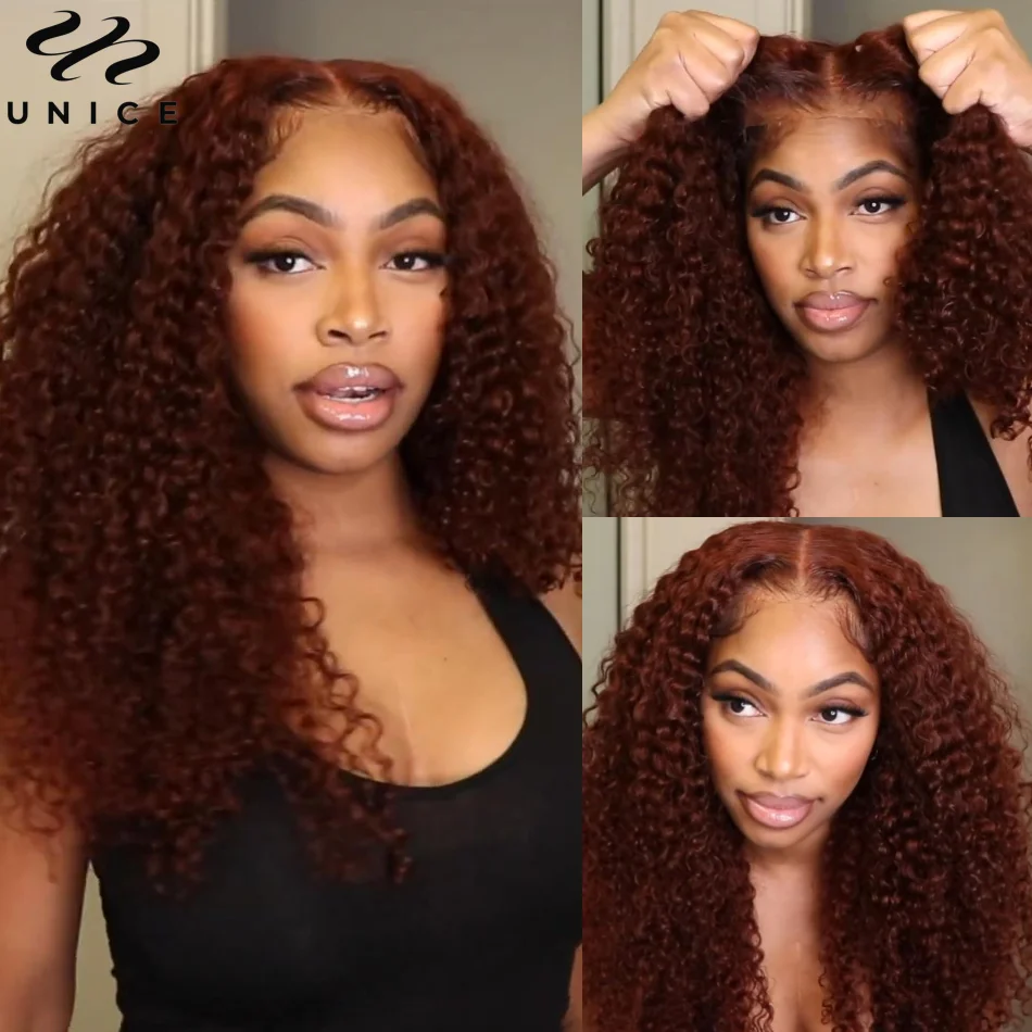 Top Trends: UNice Bye-Bye Knots Wig 7x5 Deep Curly Wear Go Glueless Wig Human Hair Pre-Cut Lace Closure Wig 33B Reddish Brown Wig For Women Shoppable Styles