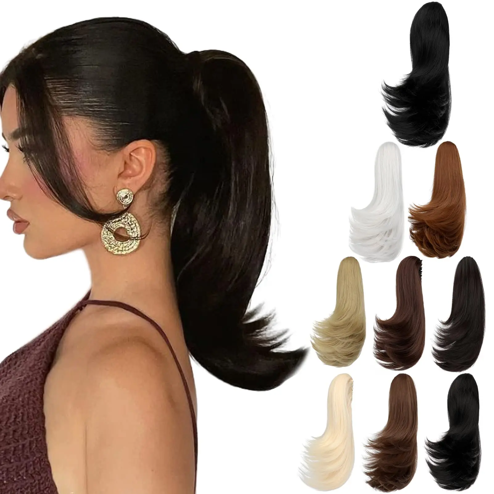 Top Trends: Shangzi Claw Clip In Flip Ponytail Hair Extensions 14&quot; Straight Clip In Hairpiece One Piece Flipped Long Pony Tails For Women Shoppable Styles