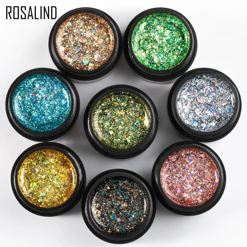 Top Trends: ROSALIND 5ml Shiny Diamond Glitter Gel Nail Polish Hybrid Varnishes For Manicure Nail Art Design Gel Polish Top And Base Set Shoppable Styles