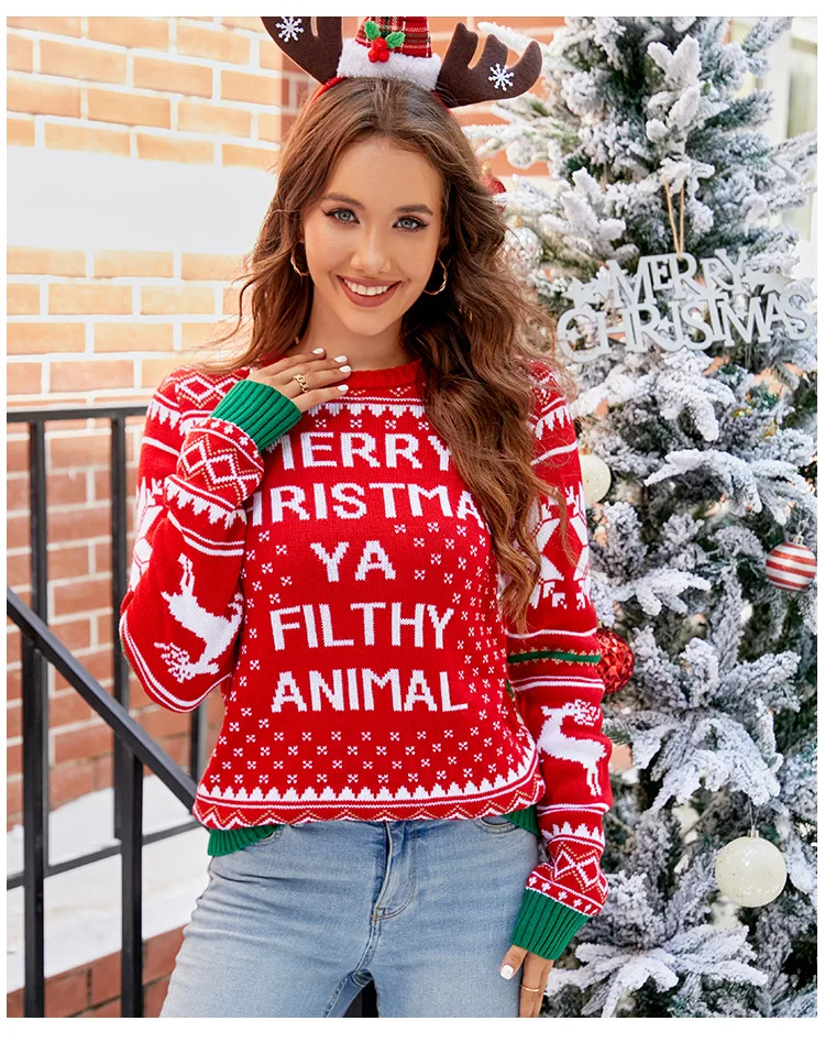 Top Trends: Women Xmas Merry Christmas Ya Filthy Animal Sweater Unxi 2024 New Year Winter Sweater Jumper Shoppable Styles