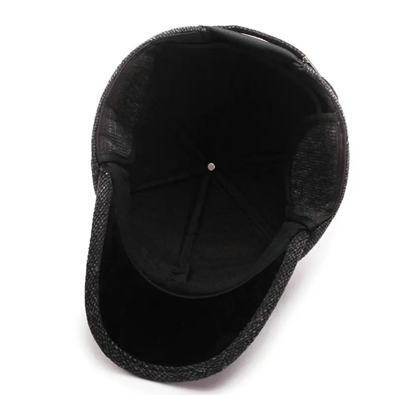 Top Trends: Winter Ears Protected Men Woolen Baseball Cap Women Solid Snapback Label Stick Sunhat Outdoor Hip Hop Baseball Hats Casquette Shoppable Styles - Image 5