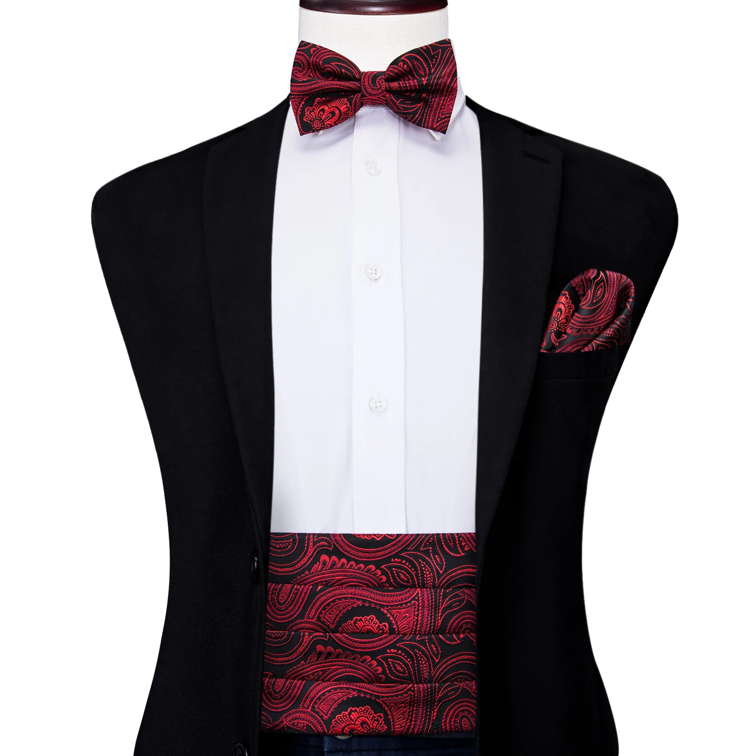 Top Trends: YF-2006 Hi-Tie Luxury Designer Paisley Red Cummerbund Bow Tie Set Formal Tuxedo Corset Elastic Belt For Men Wedding Cummerbunds Shoppable Styles