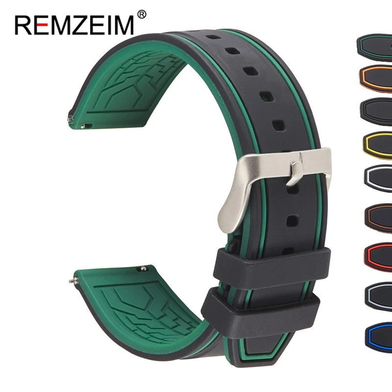 Top Trends: Premium Silicone Watch Band Quick Release Rubber Watch Strap 20mm 22mm 24mm Watch Strap Watch Replacement Watchband Green Shoppable Styles