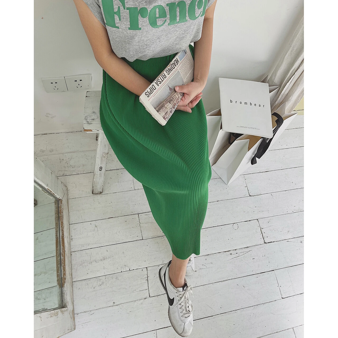 Top Trends: 2022 Y2k Pleated Long Flare Split Skirt New Woman Clothes Suits Shorts Urban Korean Fashion Basic Summer Maxi Vintage Green Blue Shoppable Styles