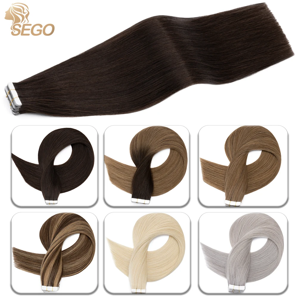 Top Trends: SEGO 2.5G / PC Tape In Hair Extensions Human Hair 50g / pack Natural Straight Seamless Double Side Tape Hair For Women Good Density Shoppable Styles