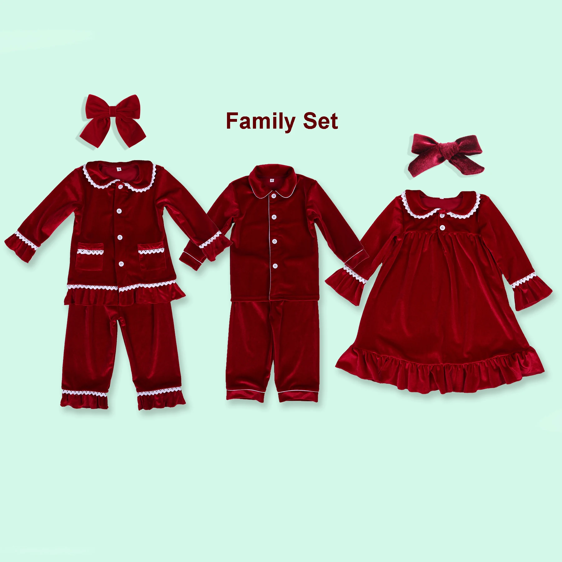 Top Trends: 2023 Winter Sleepwear Family Christmas Matching Pajamas Set Red Velvet Pyjamas Kids Clothes Girls Boys Women Baby Childrens PJS Shoppable Styles