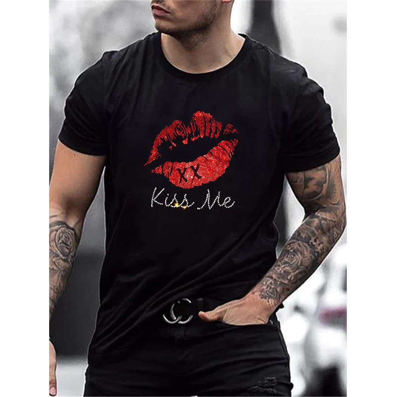 Top Trends: Mens Quality Fashion T-Shirts Casual Street Short Sleeve Dollar Sign Hot Drill Men Clothes Tee Tops O-Neck Rhinestone Tshirt Y2K Shoppable Styles - Image 4