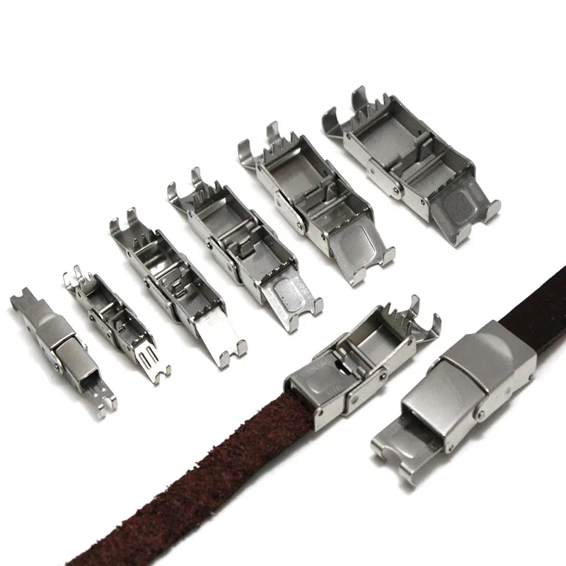 Top Trends: 5Pcs Stainless Steel Clasp Crimp Jaw Hook Watch Band Clasps For Leather Silicone Bracelet Jewelry Making DIY Connect Lace Buckle Shoppable Styles