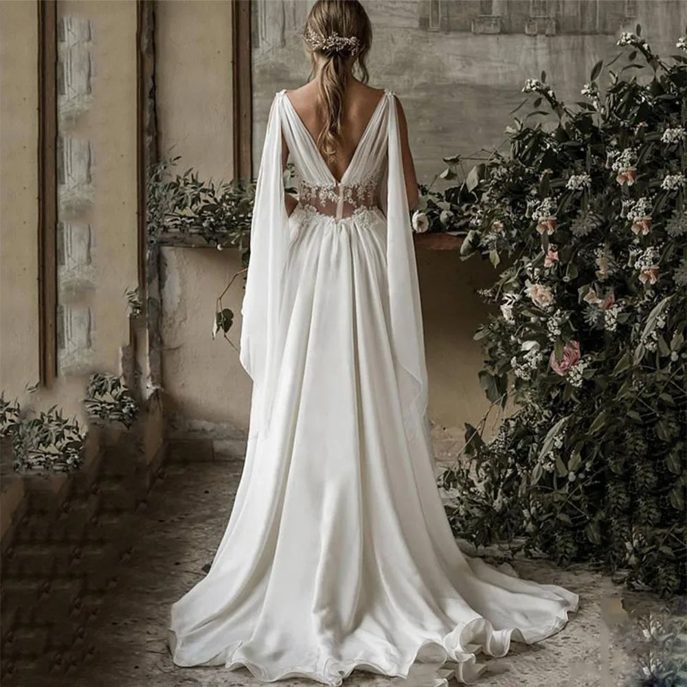 Top Trends: 2023 Vintage Chiffon Appliques Boho Chic Beach Wedding Dresses Backless A-line Bohemian Bridal Gowns Bride Vestidos De Novia Shoppable Styles - Image 3