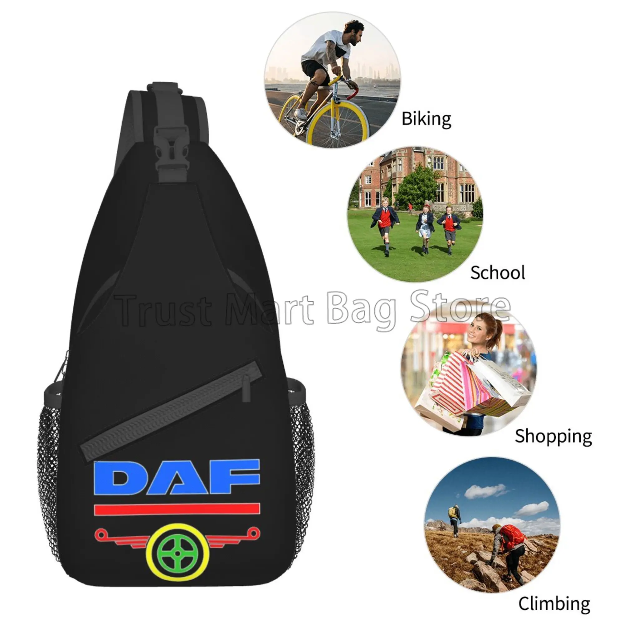 Top Trends: DAF Logo Print Chest Bags Crossbody Sling Bag Travel Hiking Backpack Casual One Shoulder Daypack For Women Men Outdoor Sports Shoppable Styles - Image 6