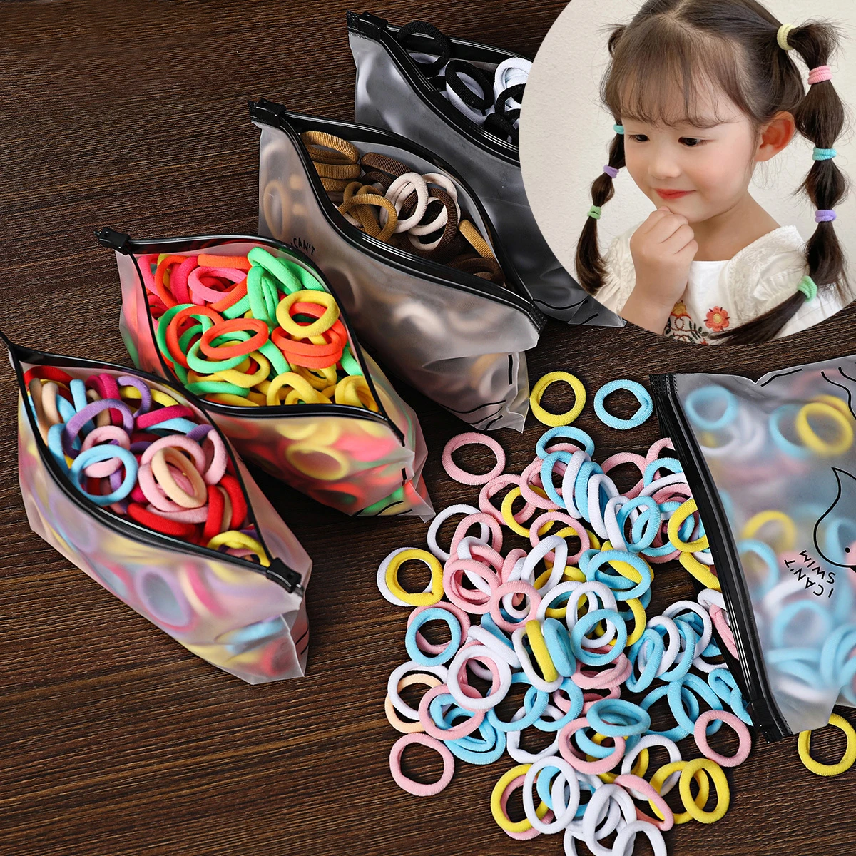 Top Trends: 50 / 100Pcs Hair Bands For Children Colorful Nylon Scrunchie Hair Ties Rubber Band Kids Elastic Hair Leagues Girl Hair Accessories Shoppable Styles - Image 2