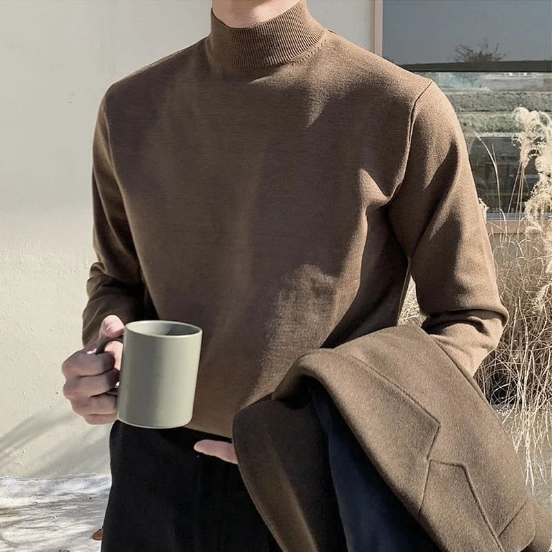 Top Trends: Solid-color Half Turtleneck Bottoming Sweater Men Long Sleeve Korean Fashion Autumn And Winter Casual All-match Pullover Men Shoppable Styles