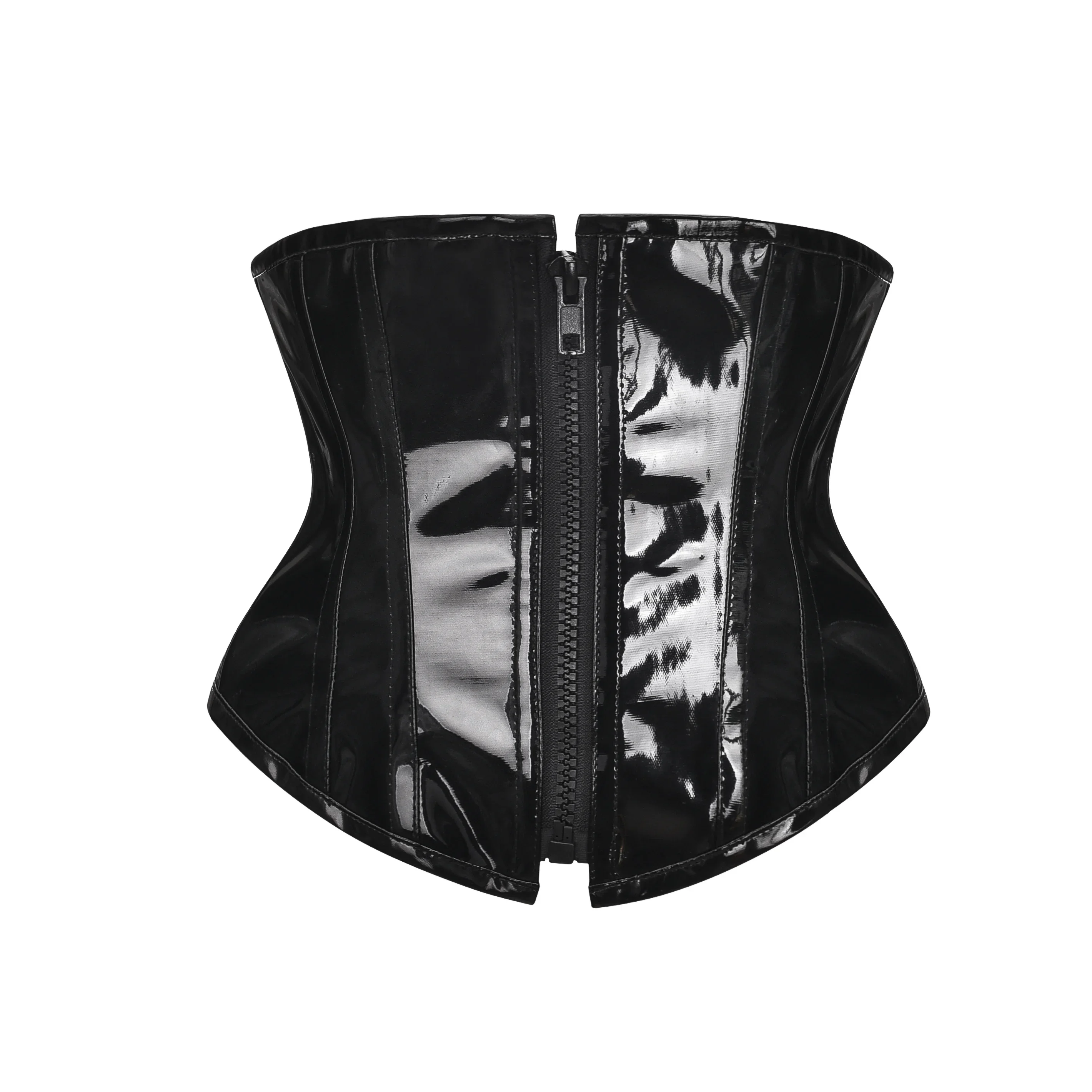 Top Trends: Black PVC Underbust Corset Women Gothic Steampunk Bustier Pu Leather Wasit Trainer Clubwear Shoppable Styles - Image 2