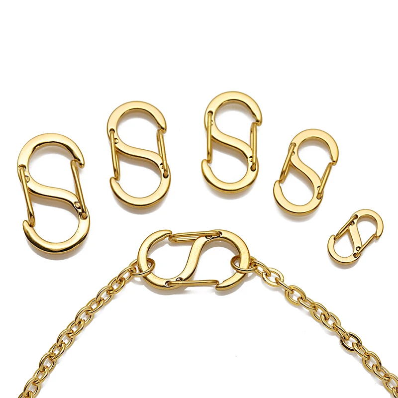 Top Trends: 5pcs Gold Stainless Steel Letter S Buckle Spring Lobster Clasp Hook Connectors For Necklace Bracelet DIY Jewelry Making Supplies Shoppable Styles